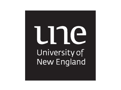 University of New England logo and website link